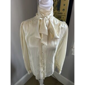 Contessa Monique by Florence Alper Size 4 Vintage Blouse‎ Cream Ruffle Collar